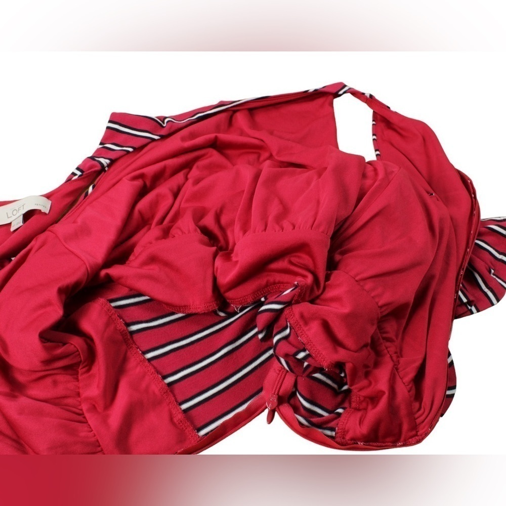 Ann Taylor Loft Women's Red, Black & Red Sleeveless Striped Dress Size MP - Picture 9 of 11